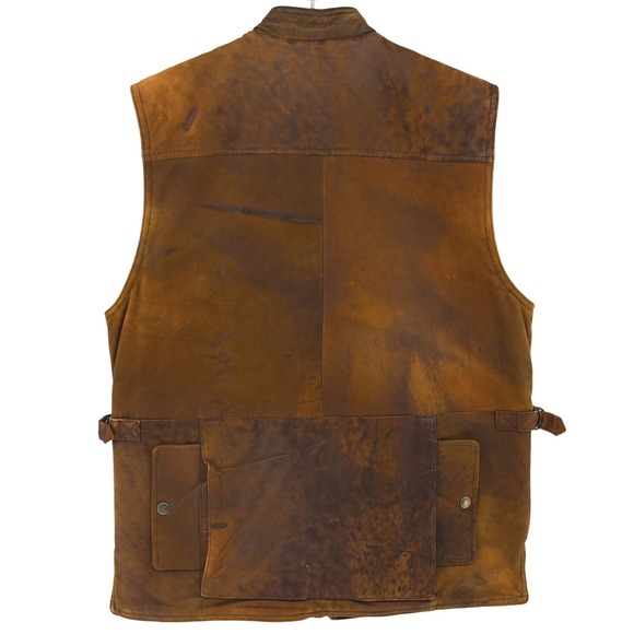 VTG 80s Banana Republic Leather Photojournalist Vest Mill Valley Gorpcore Lined - Picture 7 of 16